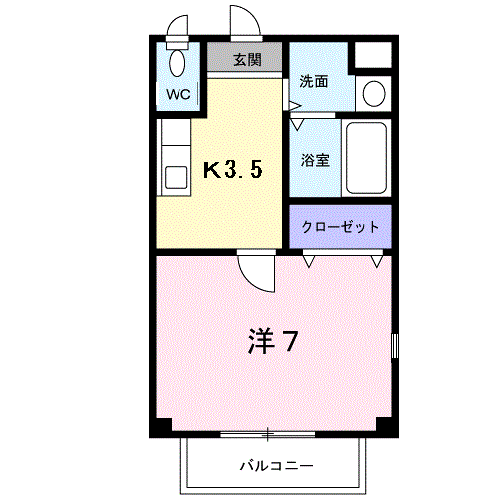 マインチマー(1K/2階)の間取り写真
