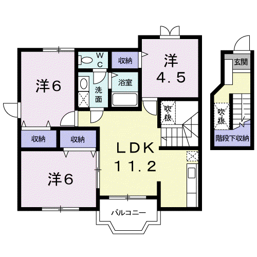 サンハイムエレガンス2(3LDK/2階)の間取り写真