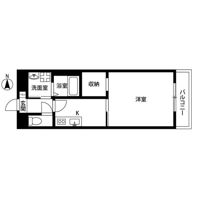 アンプルールフェールU-HA(1K/2階)の間取り写真