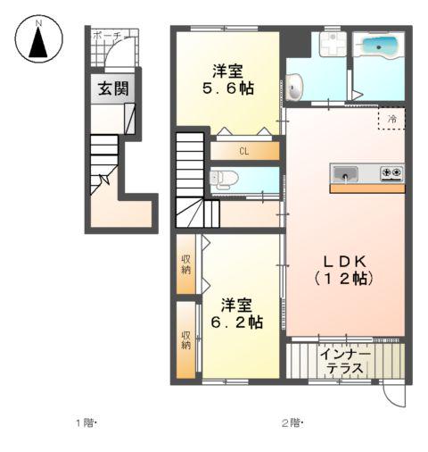 コンフォートロジェ(2LDK/2階)の間取り写真