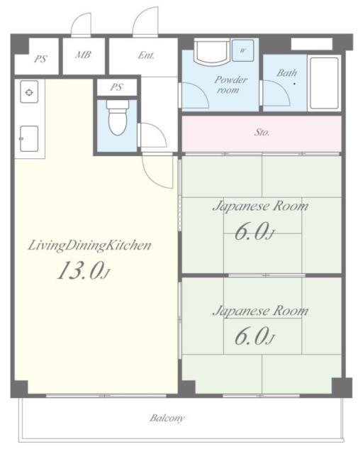 エステートサカイ(2LDK/3階)の間取り写真