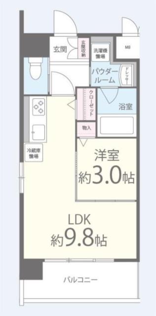スクウェア J(1LDK/4階)の間取り写真