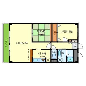 若草ハイツ(2LDK/4階)の間取り写真