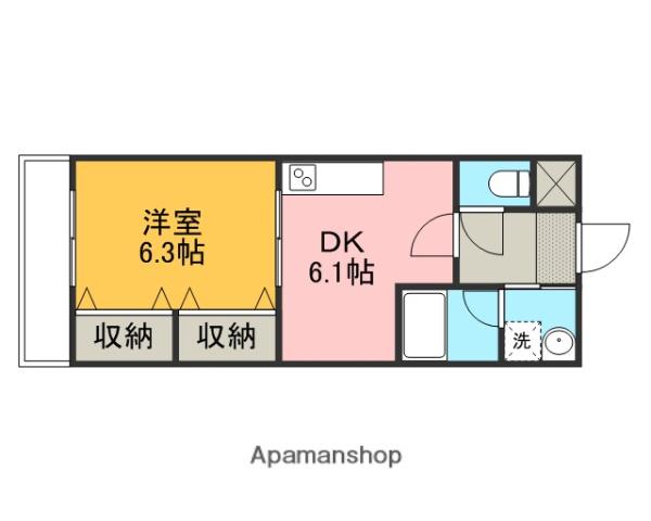 サニーハイツ(1DK/2階)の間取り写真