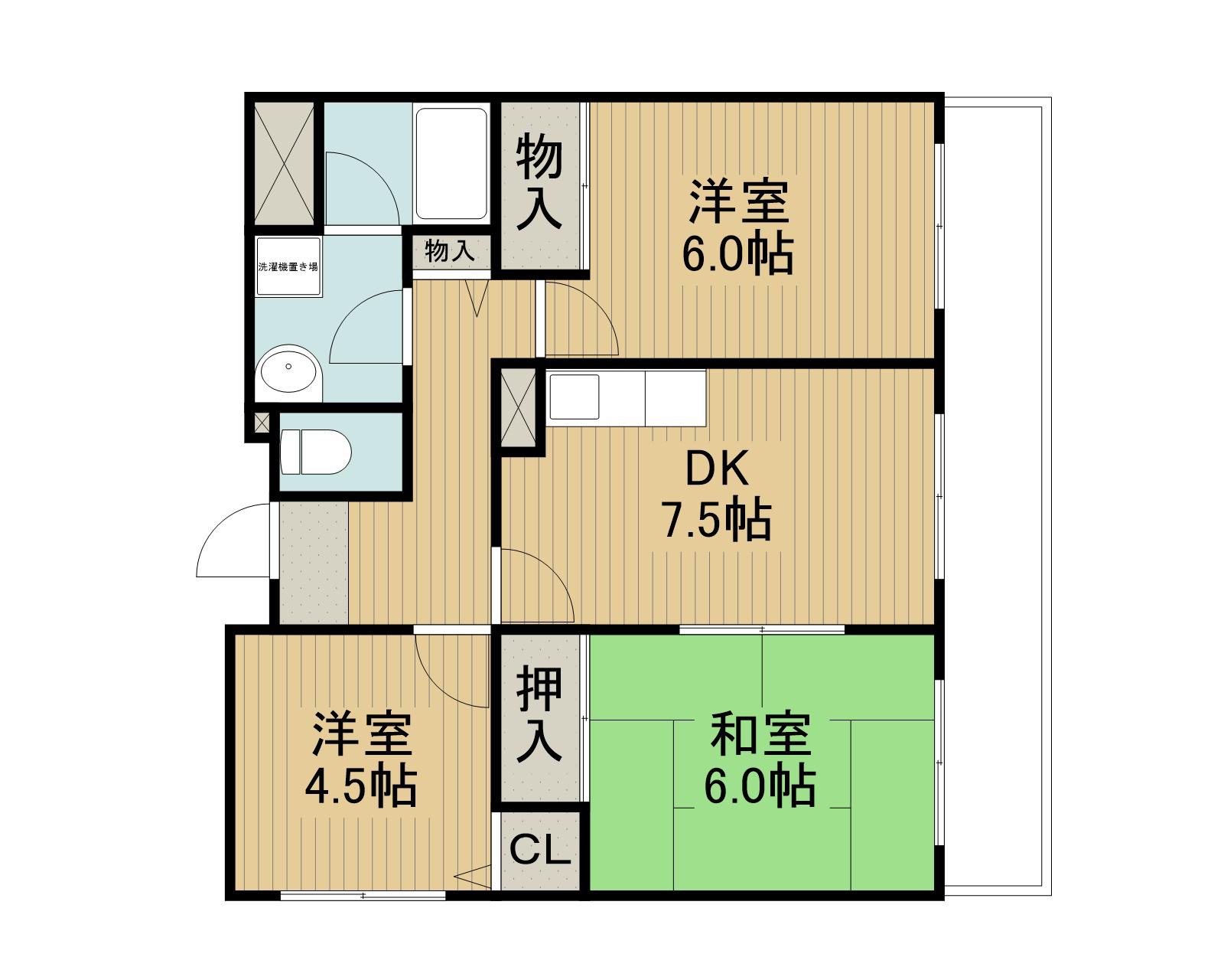 メゾンエクセレント(3DK/4階)の間取り写真