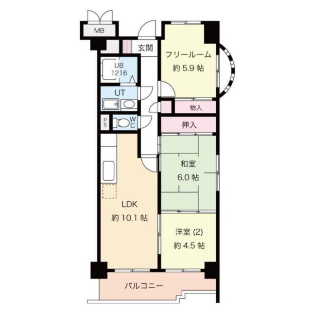 エトワールブリヤンII(2SLDK/7階)の間取り写真