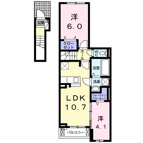 ふろーらふじ(2LDK/2階)の間取り写真
