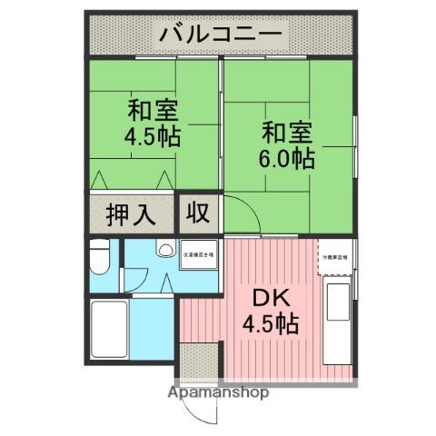 浅田マンション(2K/3階)の間取り写真