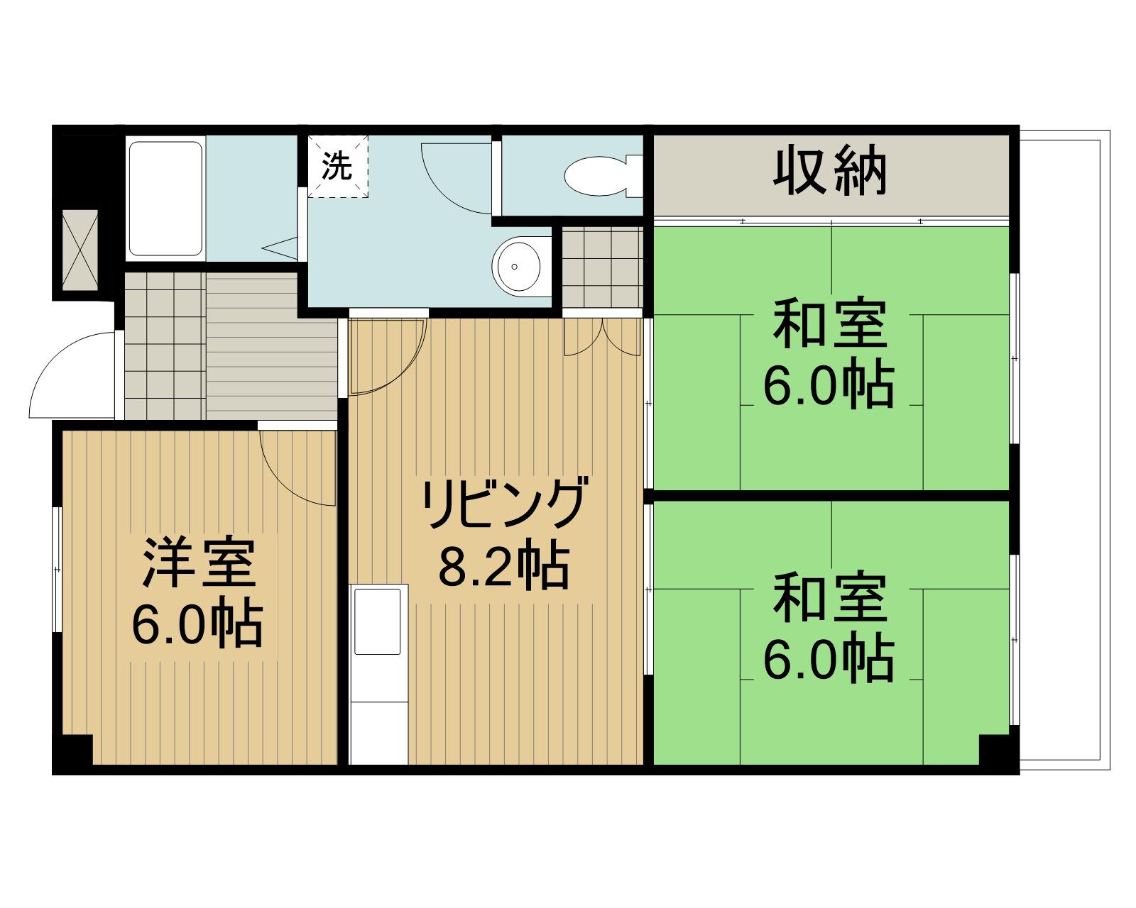 グラシエール門真(3DK/4階)の間取り写真