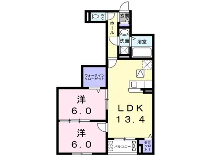 メゾン アンソレイエ(2LDK/1階)の間取り写真