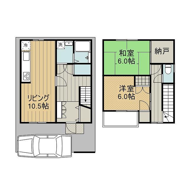 片町線 野崎駅(大阪) 徒歩9分 2階建 築36年(2LDK)の間取り写真