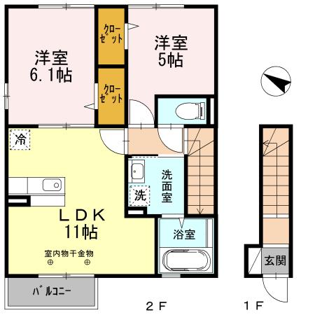 BELISTRI(2LDK/2階)の間取り写真