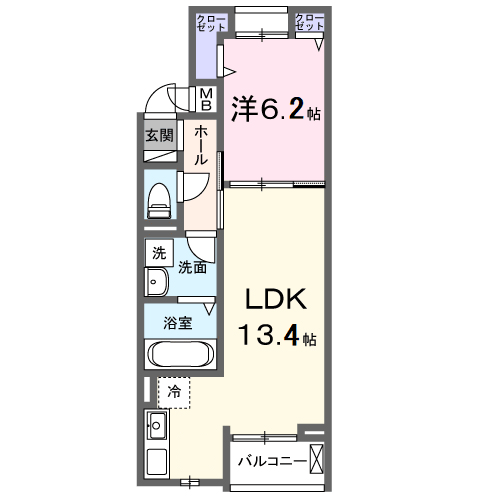 クオーレ Ⅲ(1LDK/3階)の間取り写真