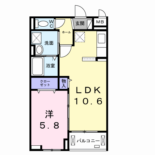ブライト中野(1LDK/2階)の間取り写真