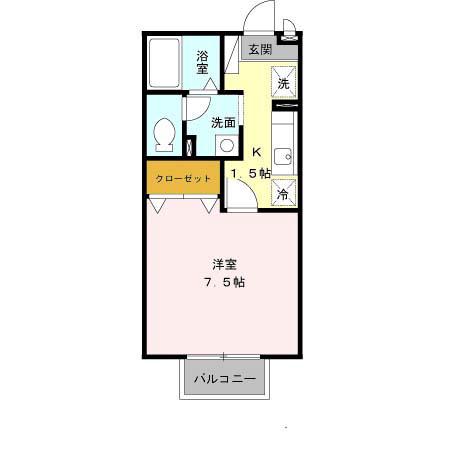 グランシャリオ(1K/1階)の間取り写真