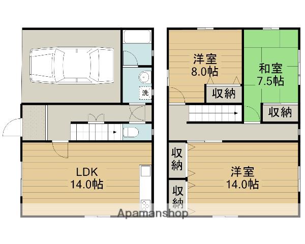 片町線 鴻池新田駅 徒歩17分 2階建 築31年(3LDK)の間取り写真