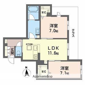 ブライラント(2LDK/1階)の間取り写真