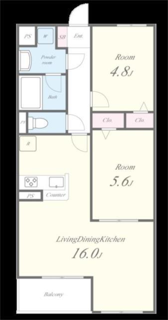 サウス COAT(2LDK/2階)の間取り写真
