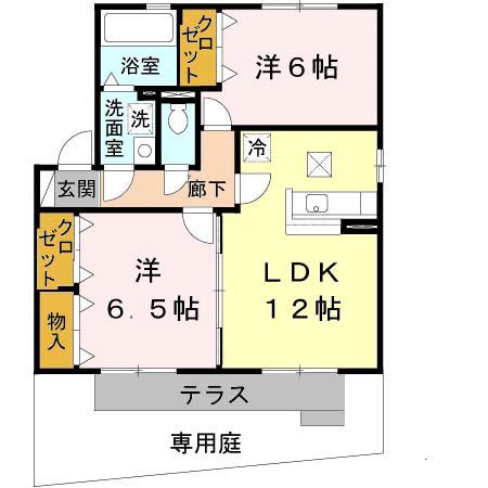 ラ・カーサ大池W(2LDK/1階)の間取り写真