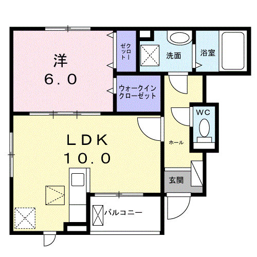 クレスト コート(1LDK/1階)の間取り写真