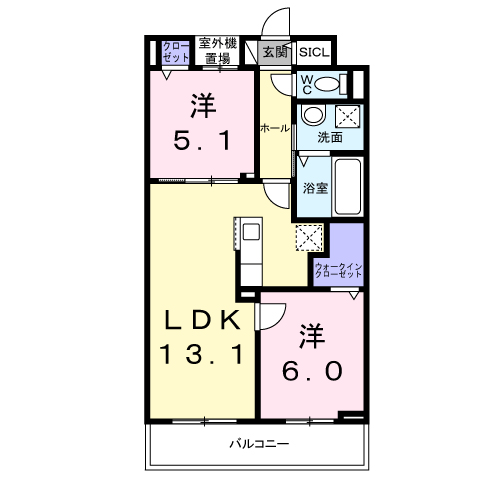サンフローレ(2LDK/3階)の間取り写真
