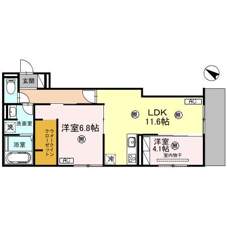 レジデンス藤戸(2LDK/1階)の間取り写真