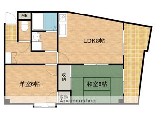ハイム中倉(2DK/1階)の間取り写真