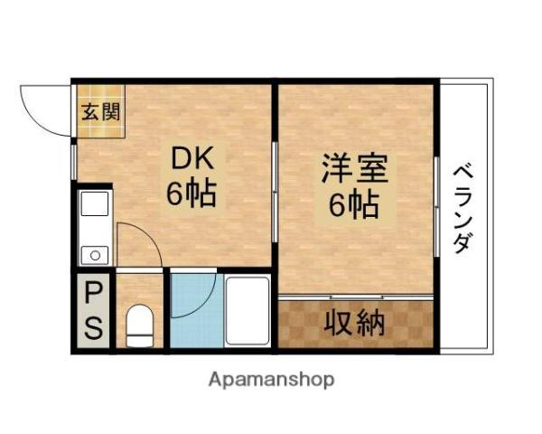 第2シンワマンション(1DK/3階)の間取り写真