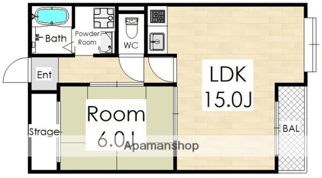新豊里ハイツ(1LDK/3階)の間取り写真