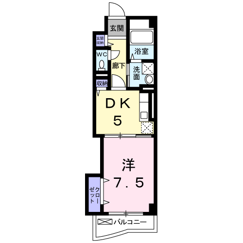 サンリット山本(1DK/1階)の間取り写真
