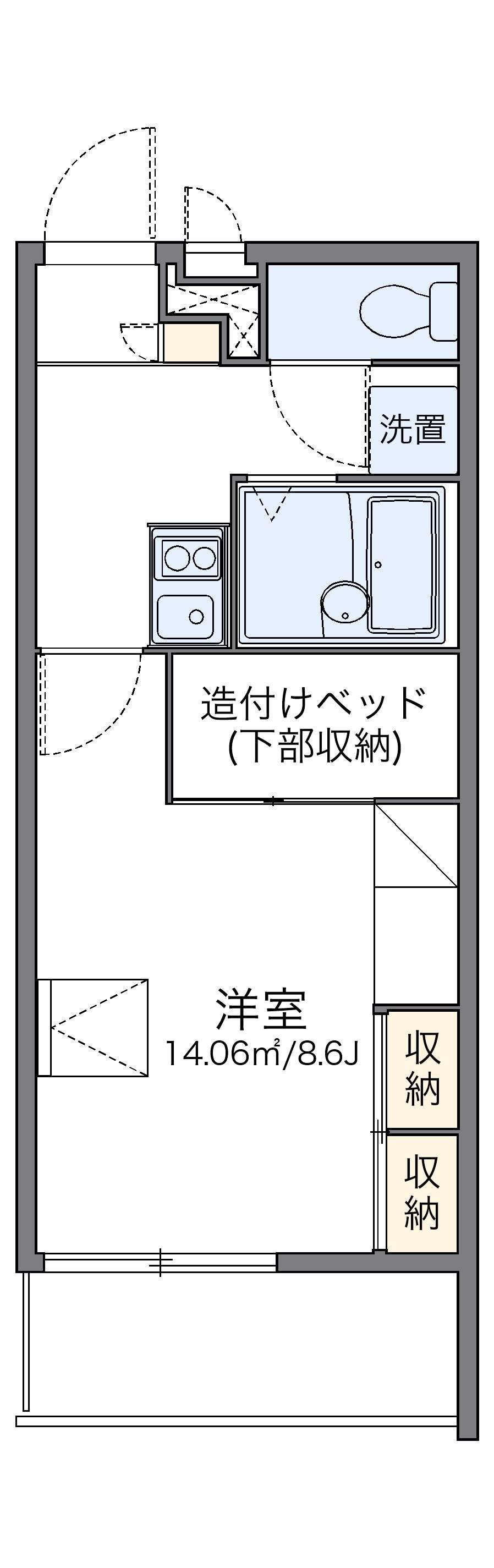 レオパレスリバーサイドイン千星(1K/2階)の間取り写真