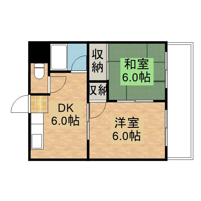 永和ハイツ(2DK/4階)の間取り写真