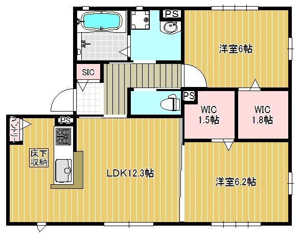 ラシーネ山田東 B棟(2LDK/1階)の間取り写真