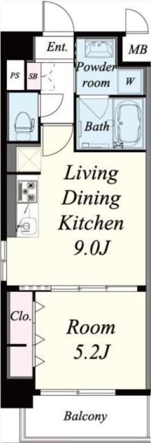 ハーヴェスト江坂(1LDK/3階)の間取り写真