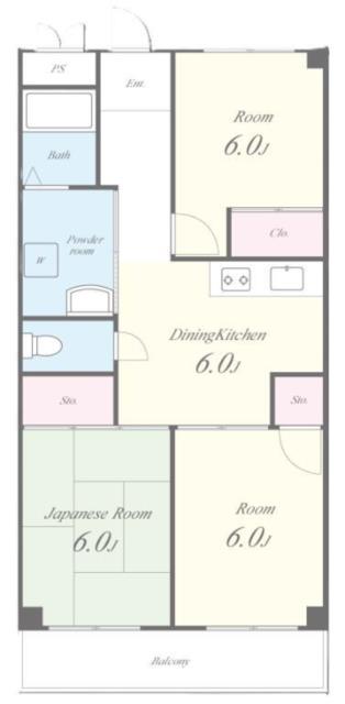 千里山アカシヤハイツ(3DK/4階)の間取り写真