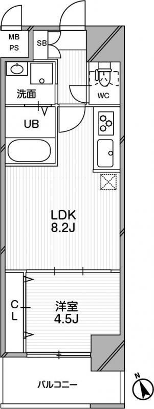 セノアタワー新大阪(1LDK/9階)の間取り写真