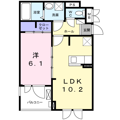 サニーレジデンス西三国K(1LDK/2階)の間取り写真