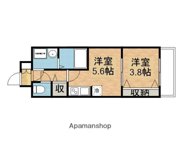 スプランディッド新大阪イースト(1DK/2階)の間取り写真