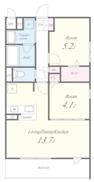 アクア プリータ(2LDK/1階)の間取り写真