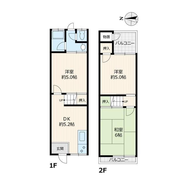 吹田市吹東町テラスハウス(3DK)の間取り写真