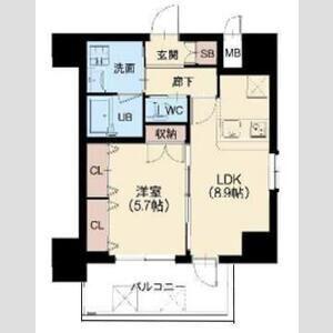 スプランディッド江坂駅前(1LDK/12階)の間取り写真