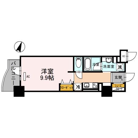 STOLZKISHIBE(1K/9階)の間取り写真