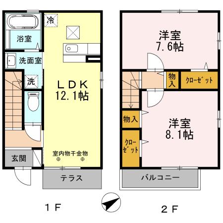 セジュール姫島ＩＩＩ(2LDK)の間取り写真