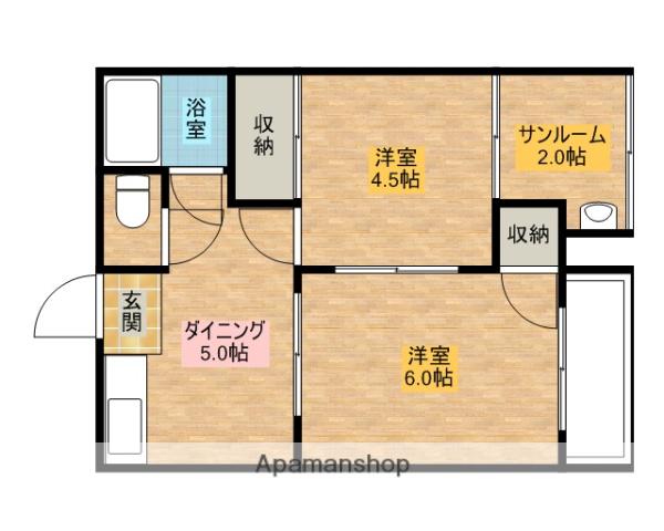 ヴィラナリー大道(2SDK/3階)の間取り写真