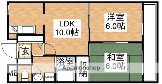 第3中尾ハイツ(2LDK/1階)の間取り写真