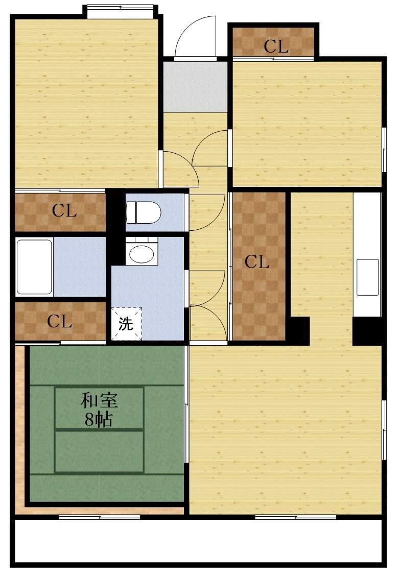 サンライズコート緑地公園A棟(3LDK/1階)の間取り写真