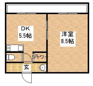 クレイドル江坂(1DK/3階)の間取り写真