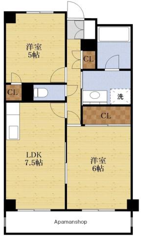 久光マンション(2LDK/5階)の間取り写真