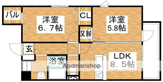 プレオ瑞光(2LDK/5階)の間取り写真