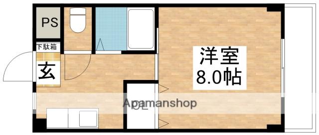 アミニティーハイツ田村(1K/4階)の間取り写真